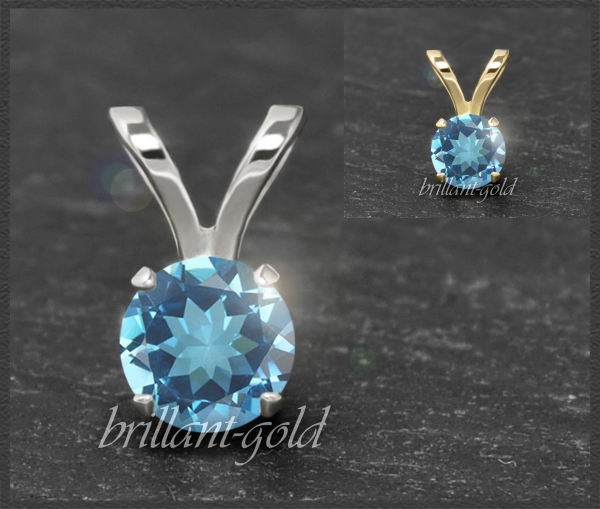 Anhänger 585 Gold Topas blau, 4,5,6,7mm